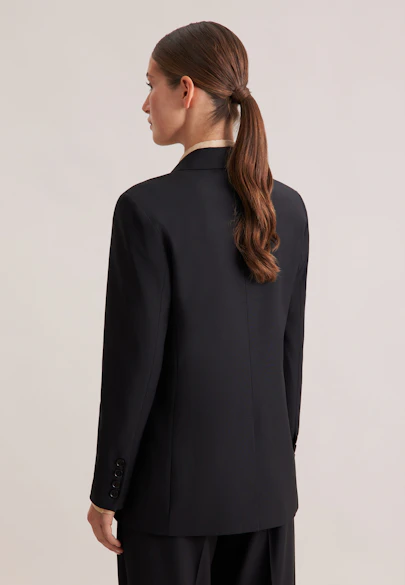 Double-breasted wool-blend tuxedo blazer in Schwarz |  Seidensticker Onlineshop