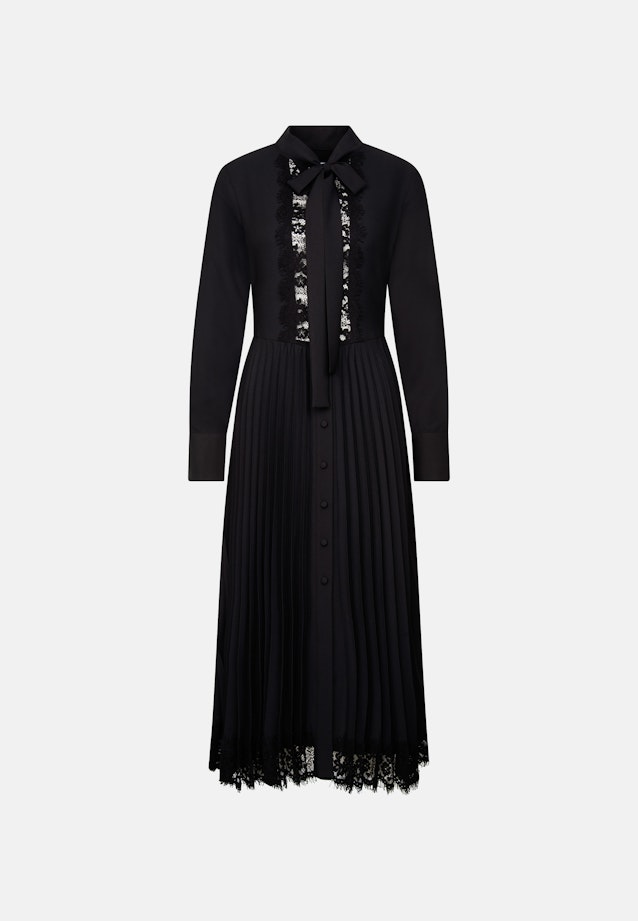 Kleid mit Spitzendetail und Plissee in Schwarz |  Seidensticker Onlineshop
