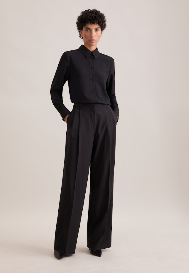 Fließende Hemdbluse aus Chiffon in Schwarz |  Seidensticker Onlineshop