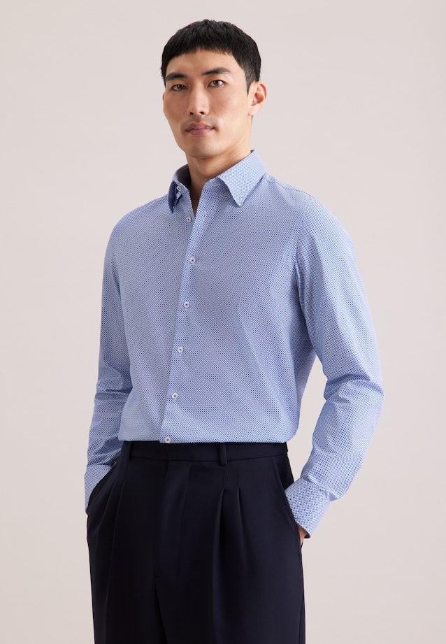 Slim Business shirt Print in Mittelblau |  Seidensticker Onlineshop