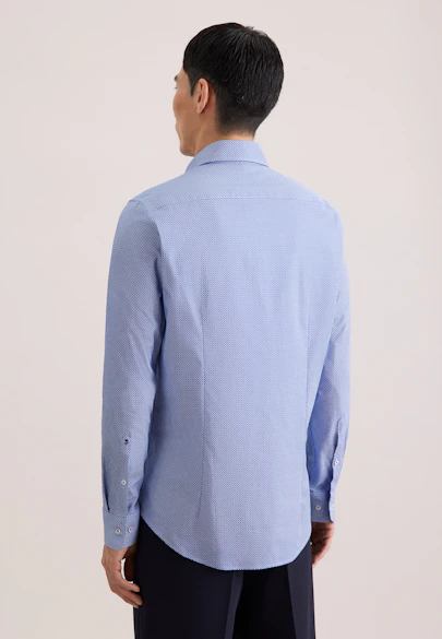 Slim Business Hemd Druck in Mittelblau |  Seidensticker Onlineshop