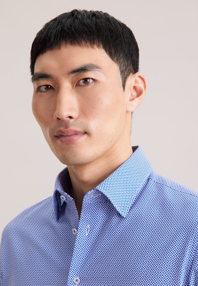 Slim Business shirt Print in Mittelblau |  Seidensticker Onlineshop