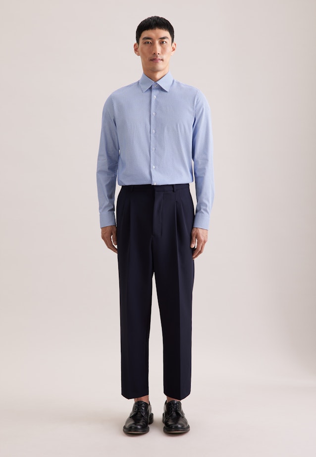 Slim Business shirt Print in Mittelblau |  Seidensticker Onlineshop