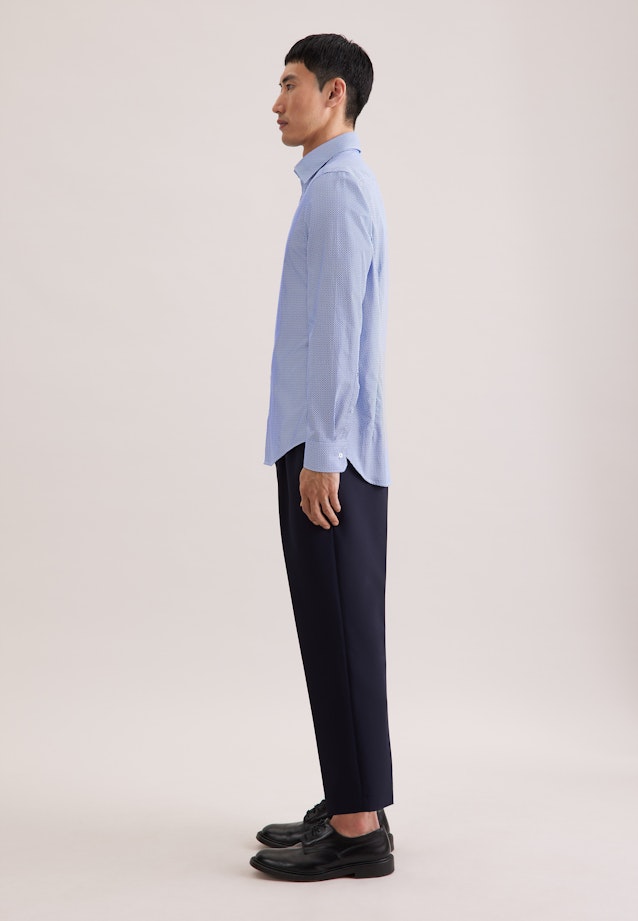 Slim Business shirt Print in Mittelblau |  Seidensticker Onlineshop