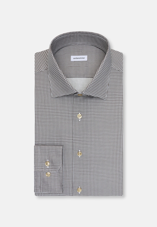 Shaped Business Hemd Druck in Beige |  Seidensticker Onlineshop