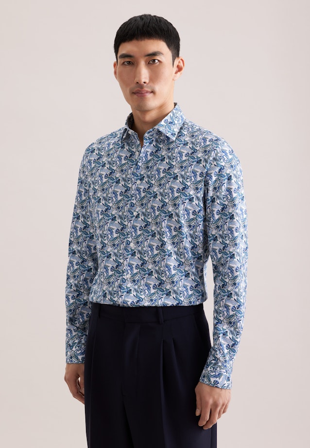 Slim Business shirt Print in Türkis |  Seidensticker Onlineshop