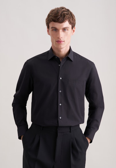 Regular Business shirt Uni in Schwarz |  Seidensticker Onlineshop