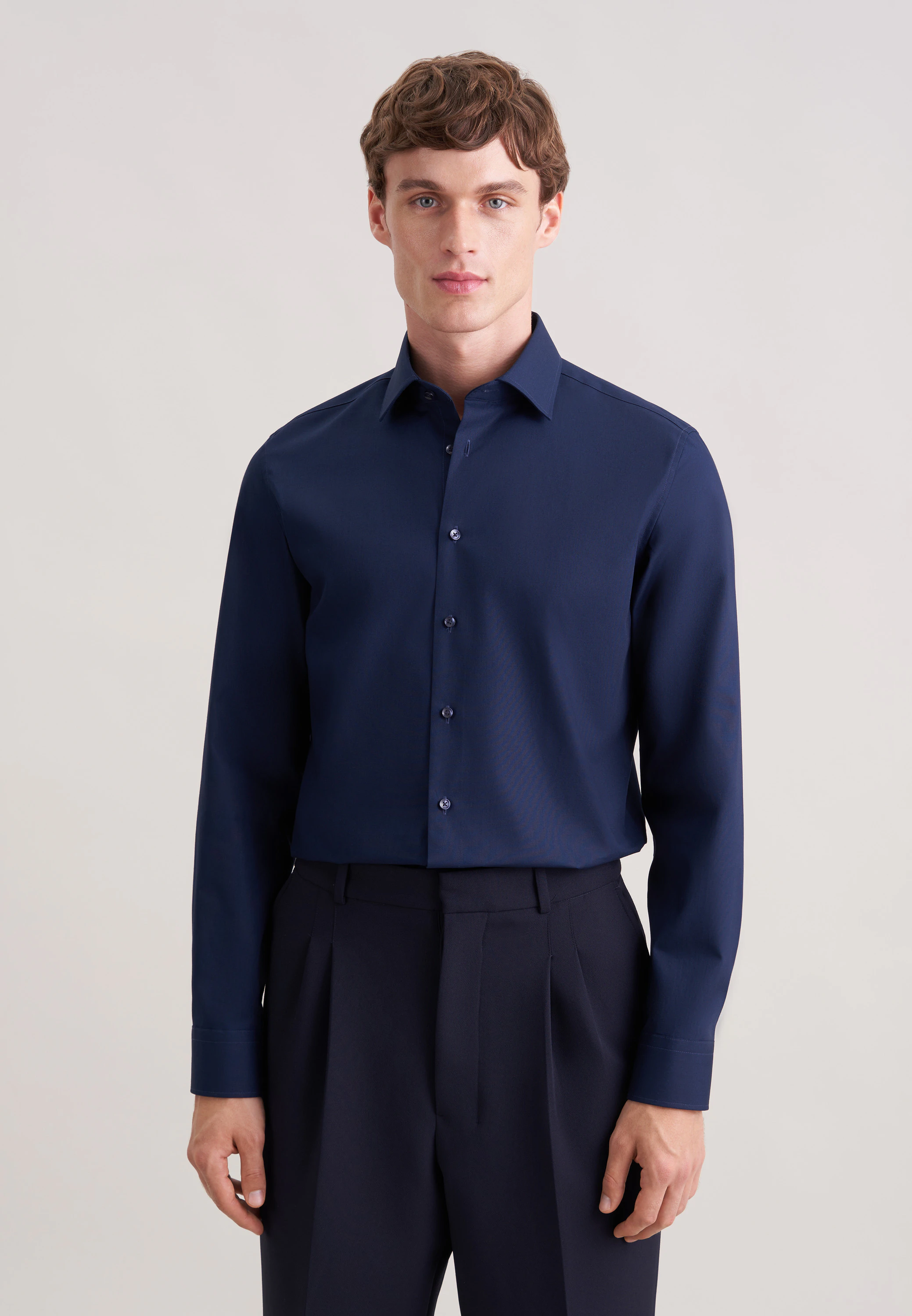 Slim Business Hemd Uni Blau XL