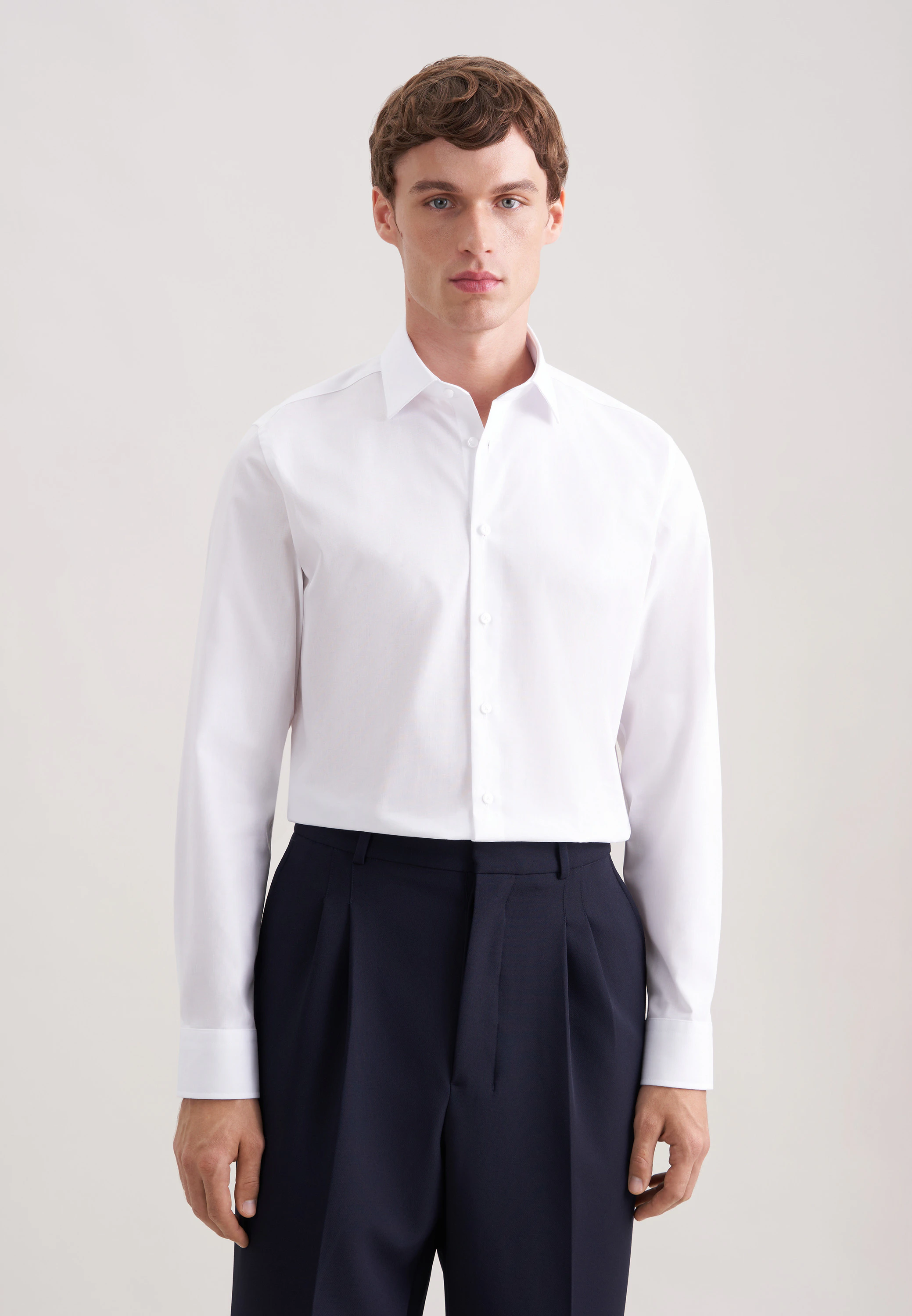 Slim Business Hemd Uni Weiß XL
