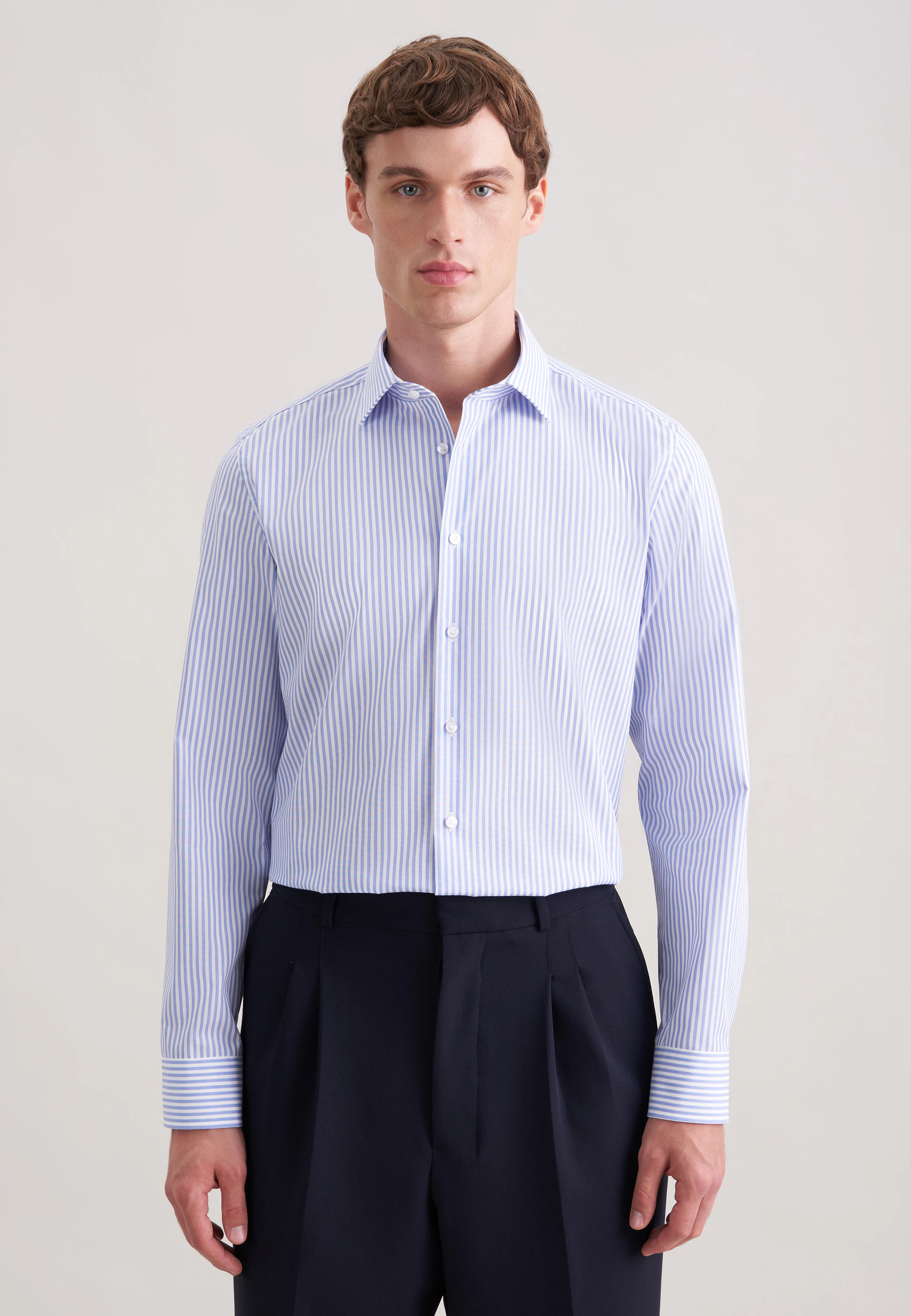Slim Business Hemd Uni Blau M