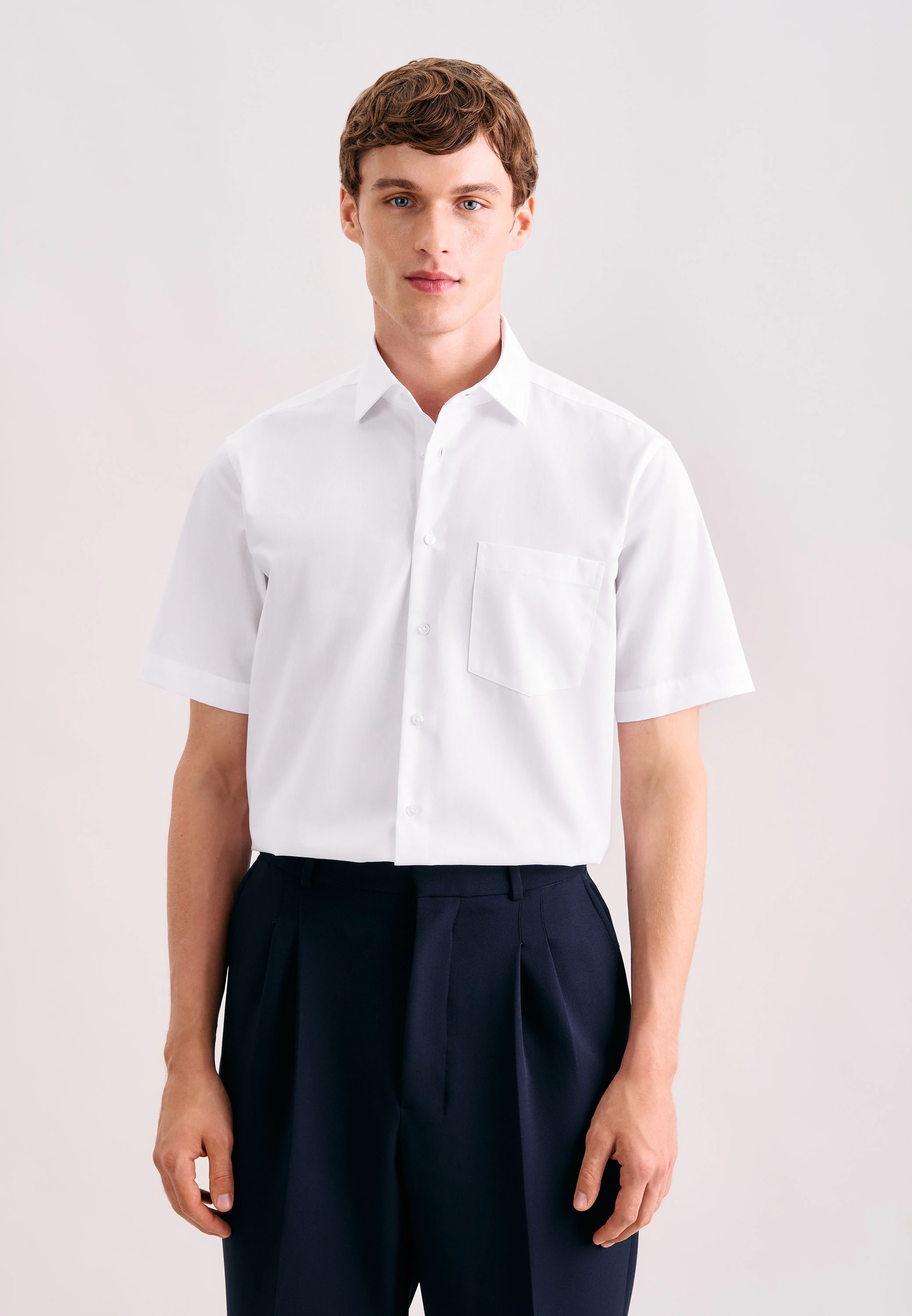 Regular Business Hemd Uni Weiß M