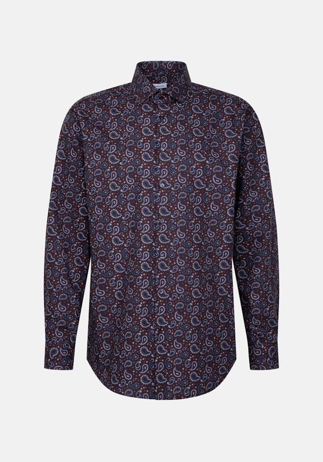 Regular Business Hemd Druck in Braun | Seidensticker Onlineshop