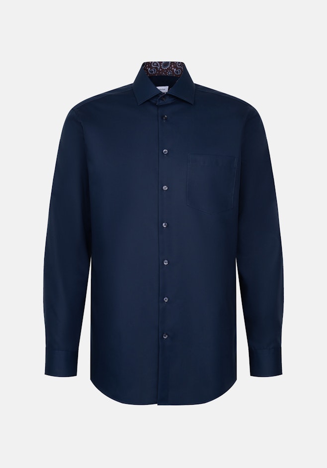 Regular Chemise d'affaires Uni dans Bleu Foncé | Boutique en ligne Seidensticker