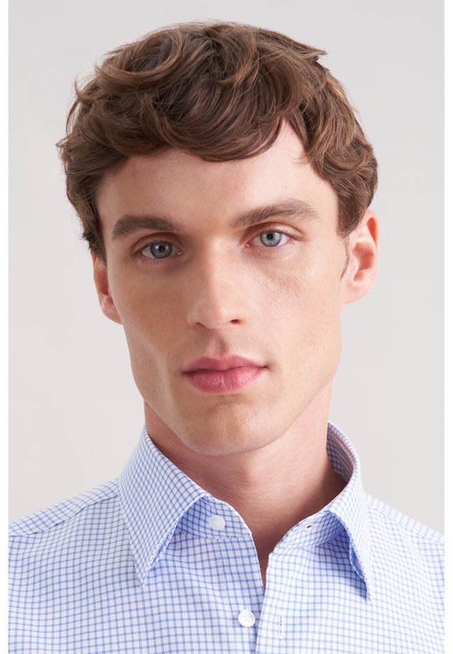 Slim Business Hemd Karo in Mittelblau |  Seidensticker Onlineshop
