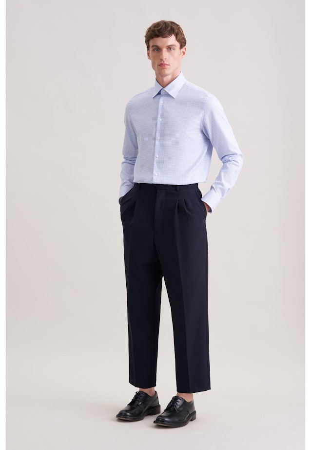 Slim Business Hemd Karo in Mittelblau |  Seidensticker Onlineshop
