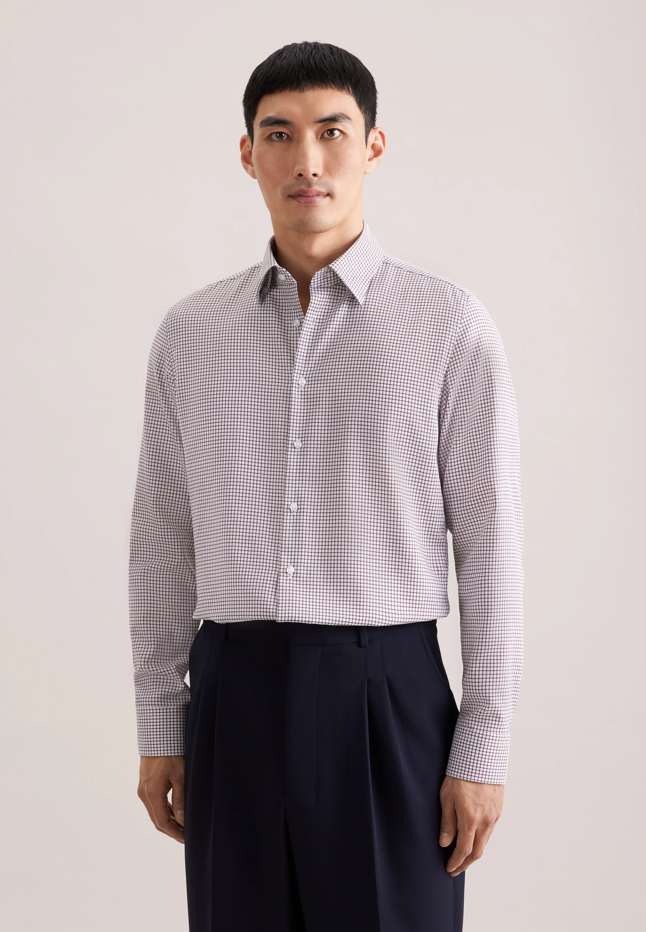 Slim Business Hemd Karo Braun