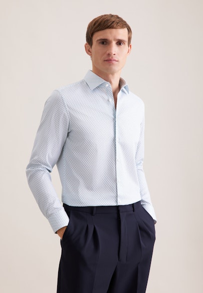 Slim Business Hemd Druck in Türkis |  Seidensticker Onlineshop