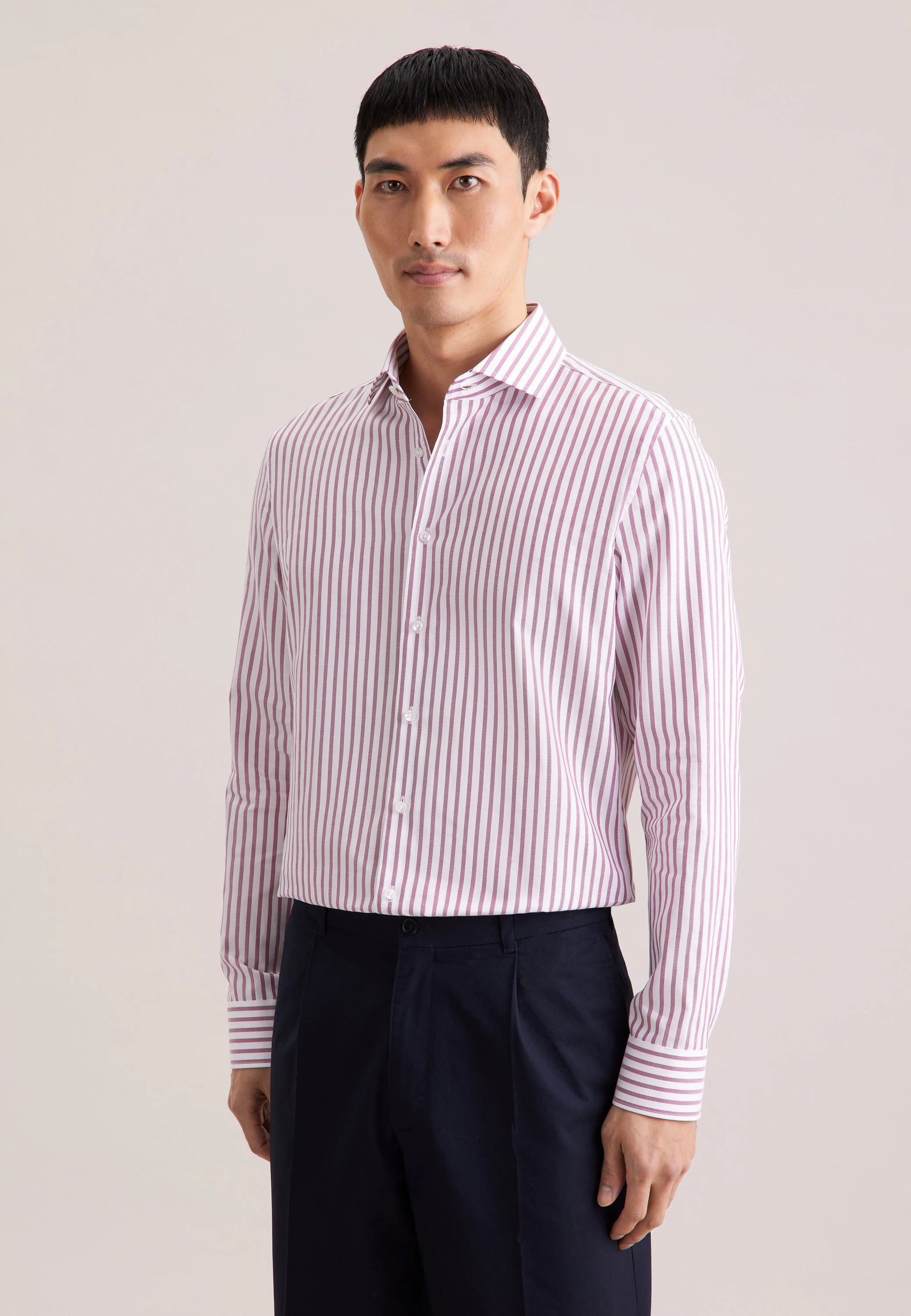 Slim Business Hemd Gestreift Rosa/Pink 41