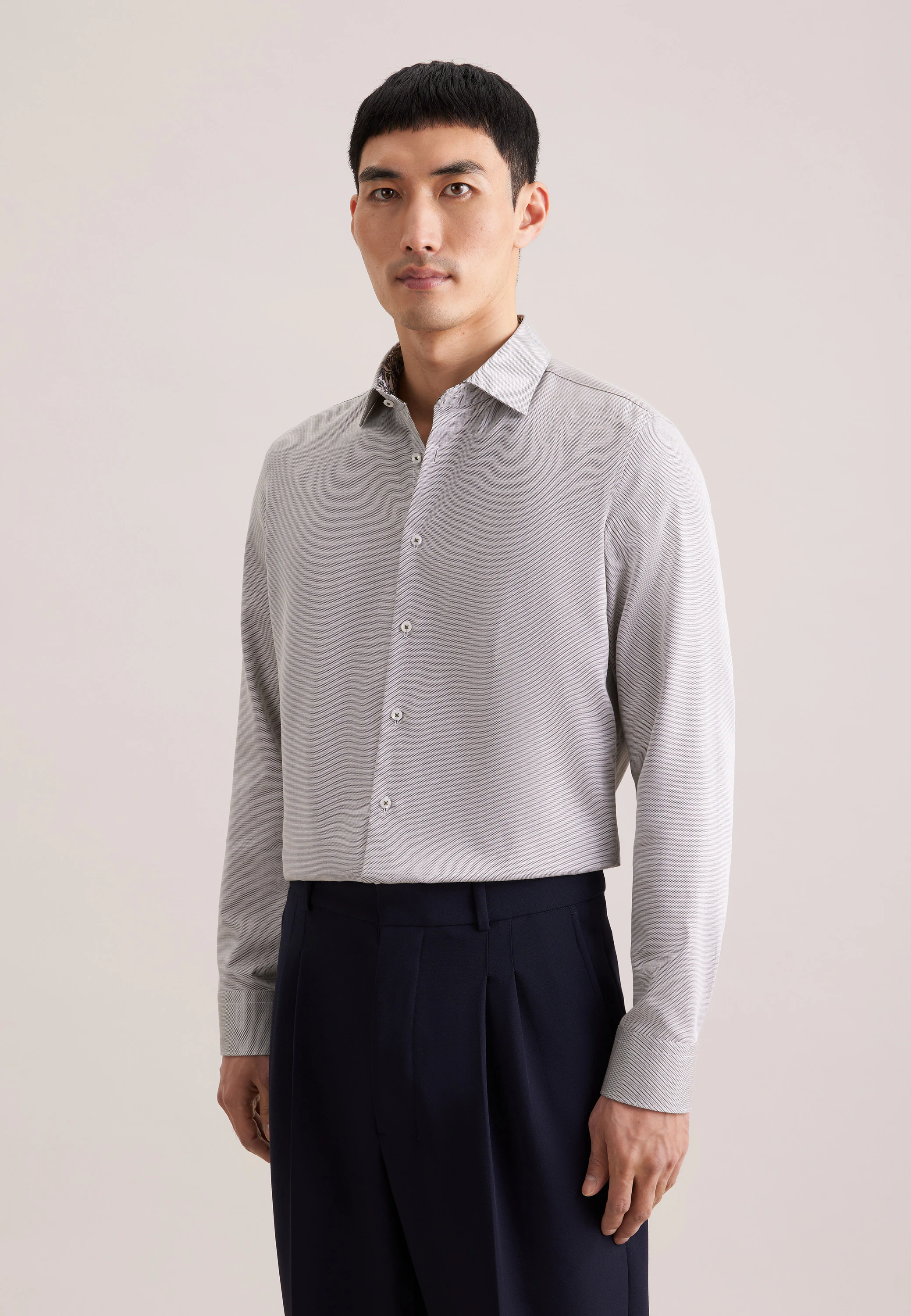 Slim Business Hemd Struktur Grün 45