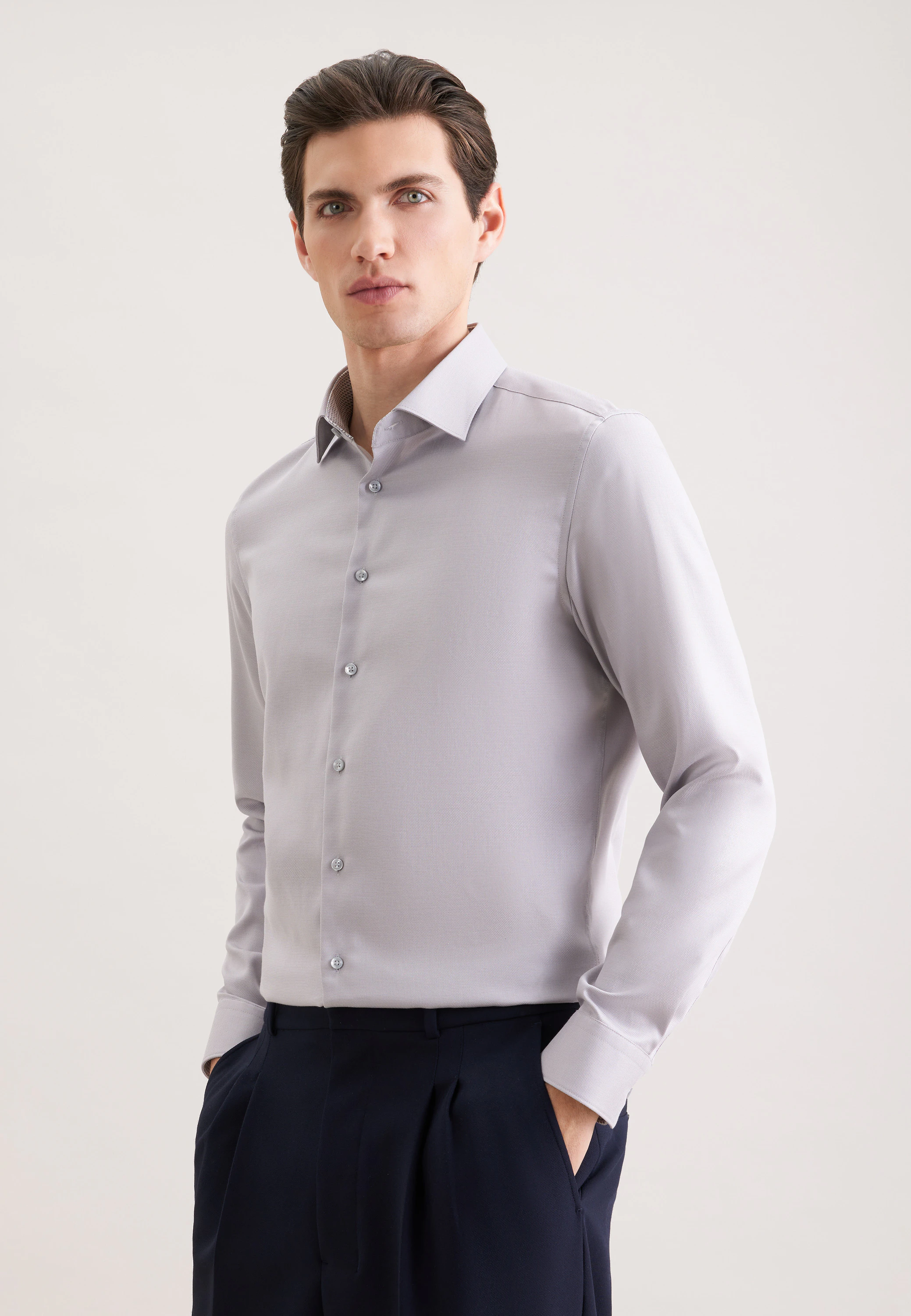 Slim Business Hemd Struktur Grau