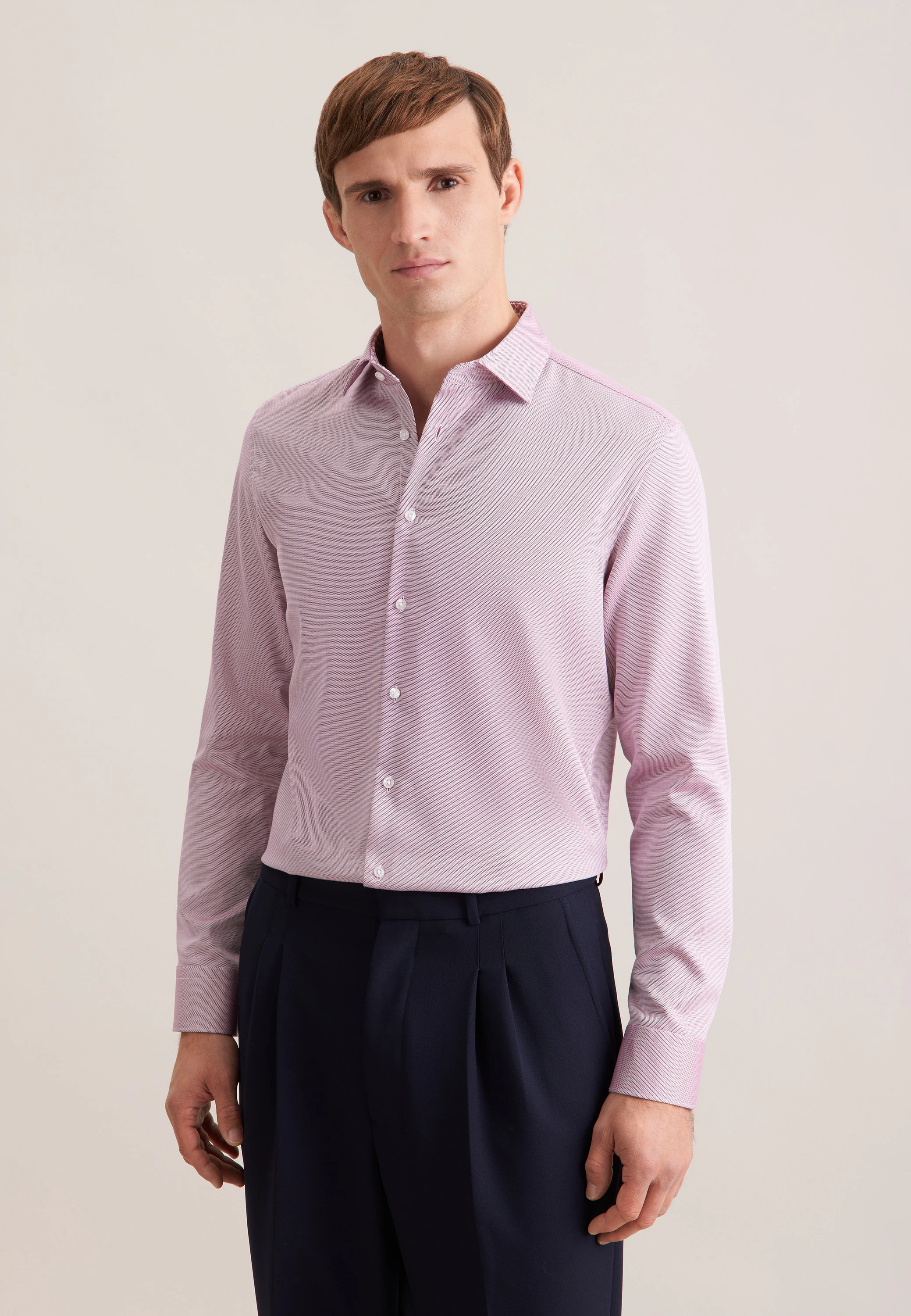 Slim Business Hemd Struktur Rosa/Pink 40