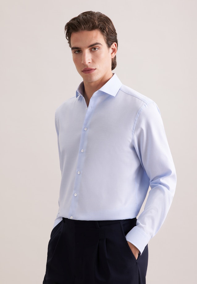 Regular Business Hemd Struktur in Mittelblau |  Seidensticker Onlineshop