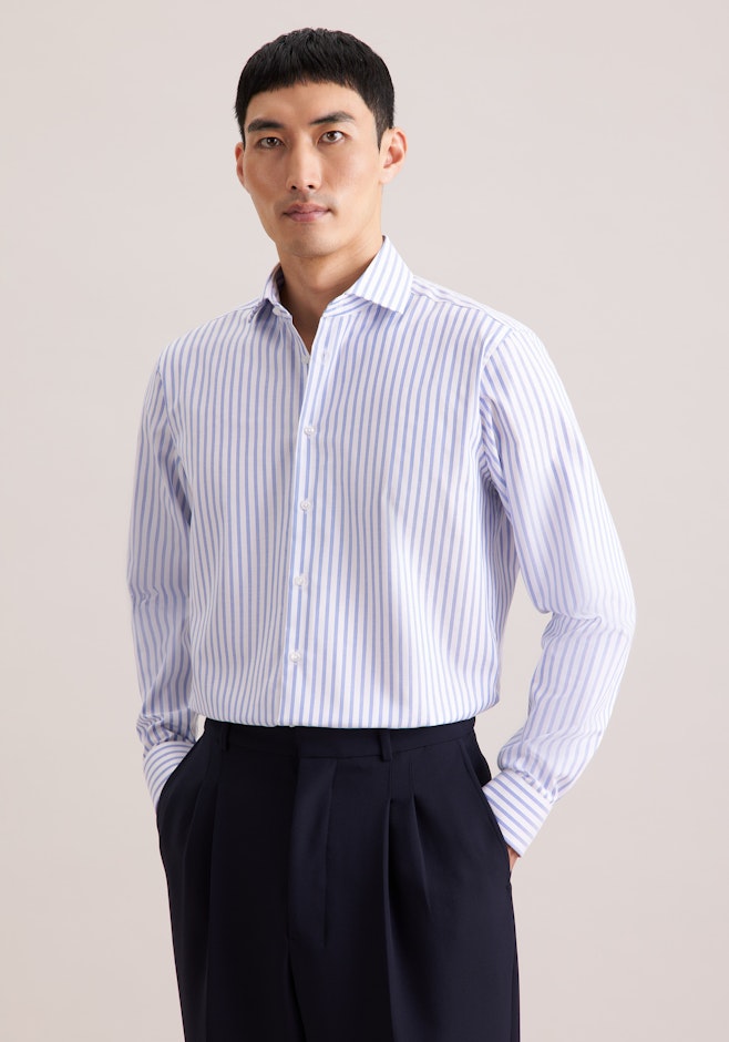 Regular Chemise d'affaires Rayures dans Bleu Moyen | Boutique en ligne Seidensticker