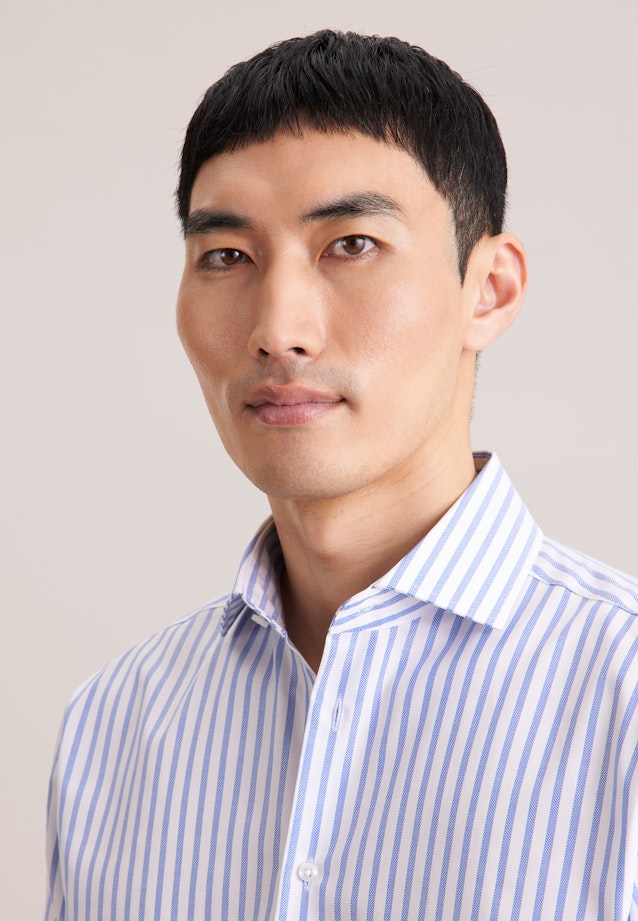 Regular Business Hemd Gestreift in Mittelblau |  Seidensticker Onlineshop