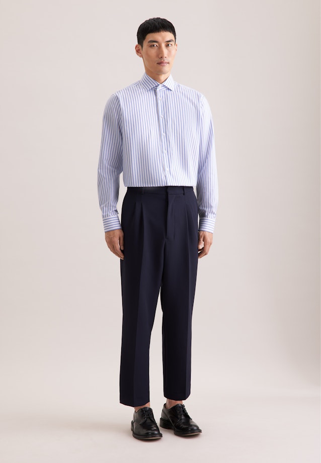 Regular Business Hemd Gestreift in Mittelblau |  Seidensticker Onlineshop