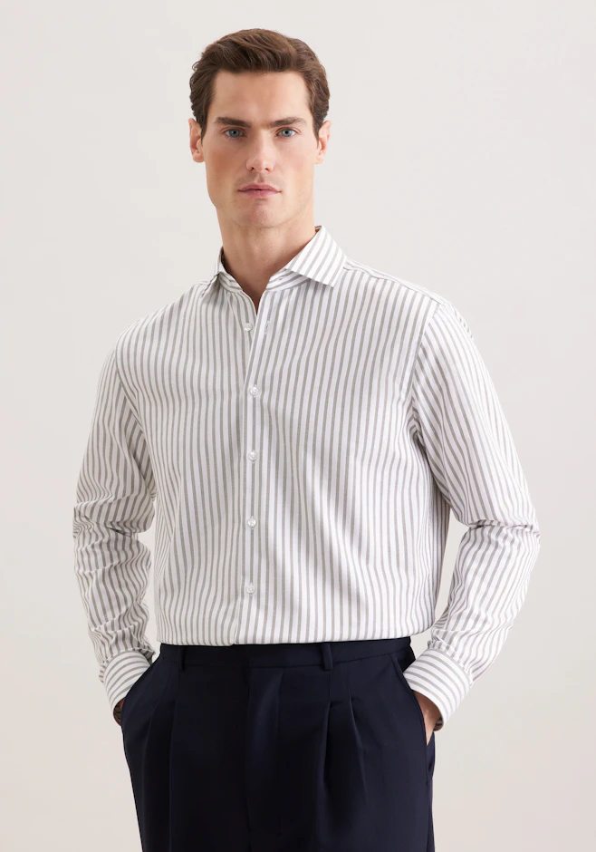 Regular Business Hemd Gestreift in Grün | Seidensticker Onlineshop