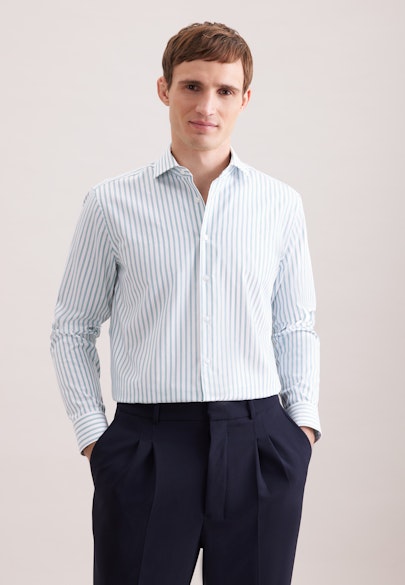 Regular Business Hemd Gestreift in Türkis |  Seidensticker Onlineshop