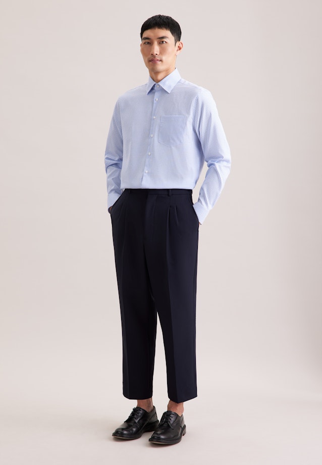 Regular Chemise d'affaires carreaux in Bleu Moyen |  Seidensticker Onlineshop