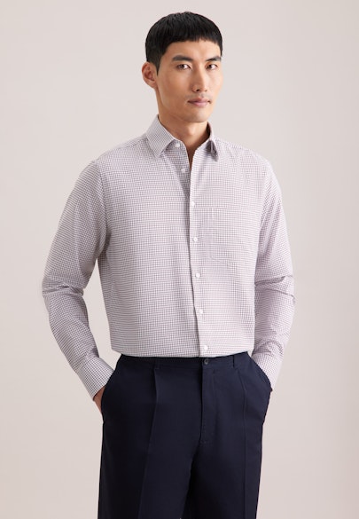 Regular Business shirt Check in Braun |  Seidensticker Onlineshop