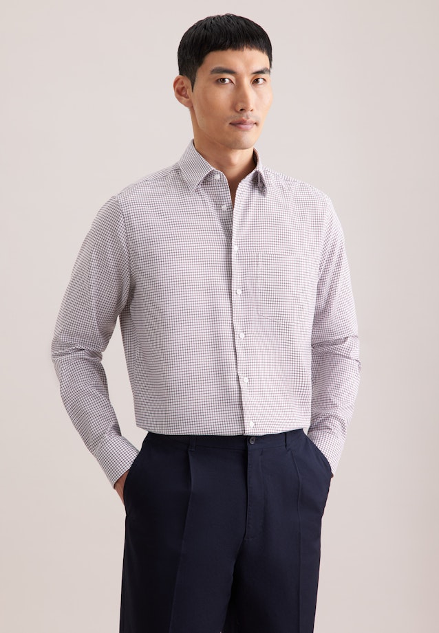 Regular Business shirt Check in Braun |  Seidensticker Onlineshop
