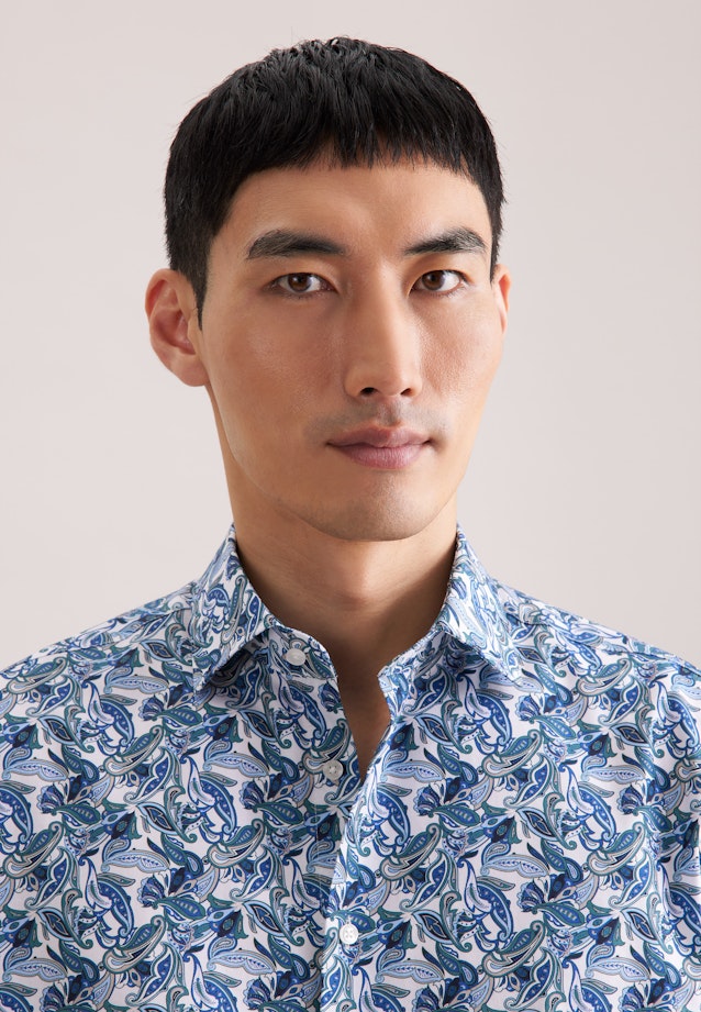 Regular Business Hemd Druck in Türkis |  Seidensticker Onlineshop