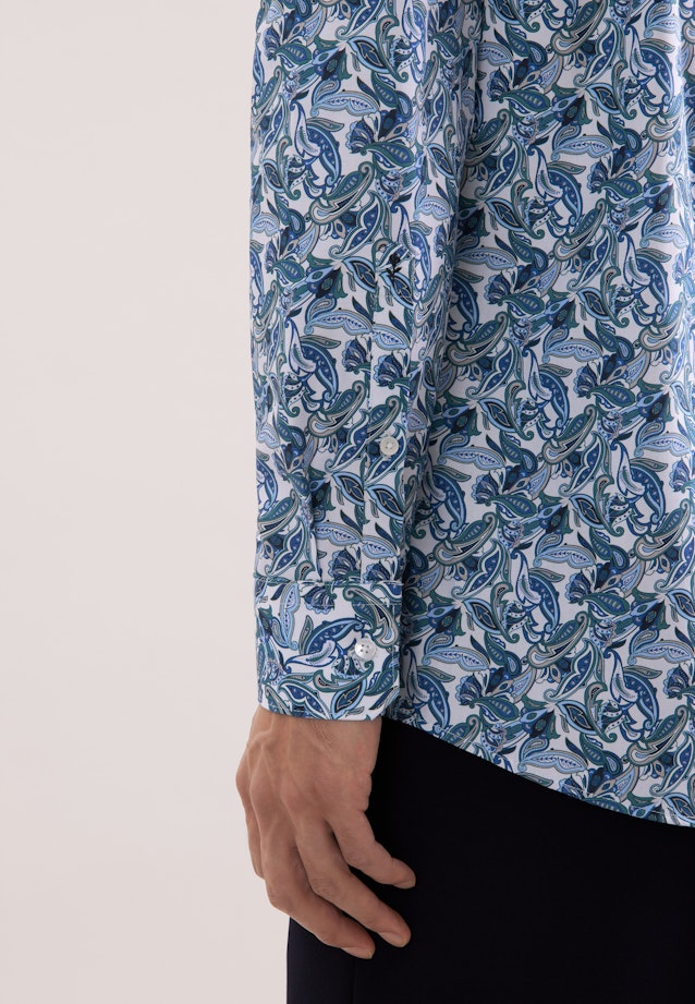 Regular Business Hemd Druck in Türkis |  Seidensticker Onlineshop