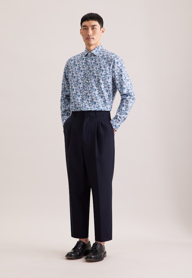 Regular Business Hemd Druck in Türkis |  Seidensticker Onlineshop