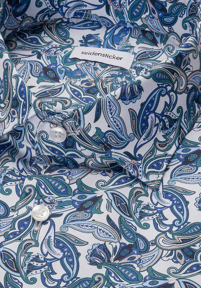 Regular Business shirt Print in Türkis | Seidensticker online shop