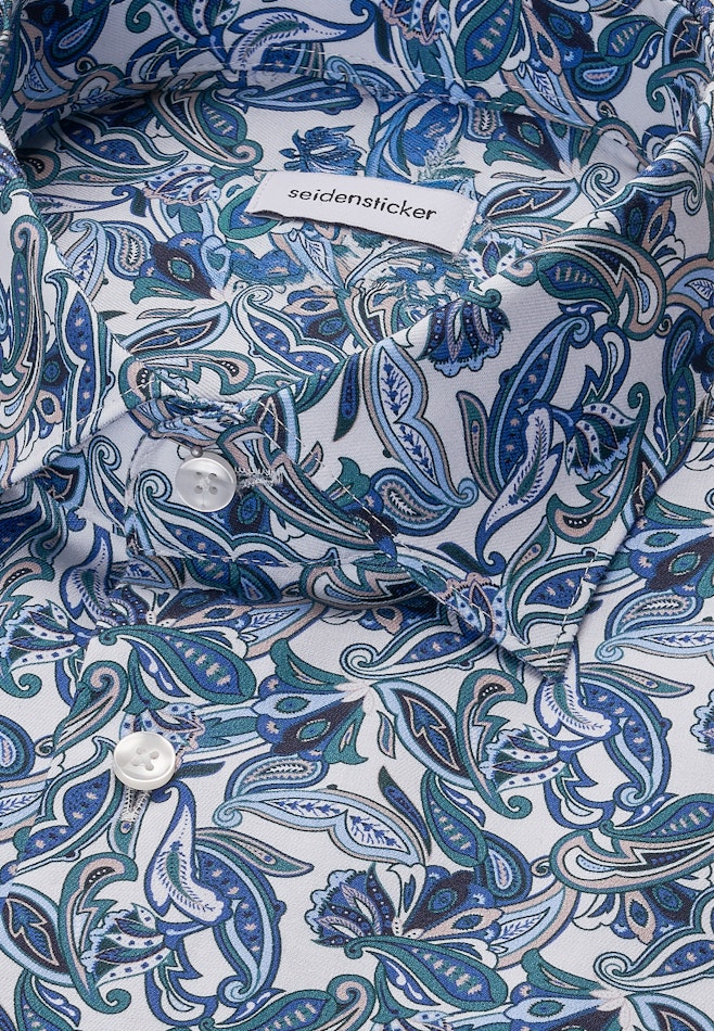 Regular Business Hemd Druck in Türkis | Seidensticker Onlineshop