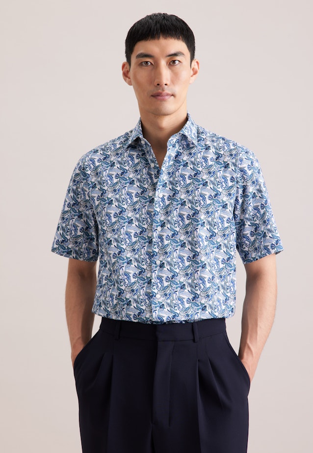 Regular Business shirt Print in Türkis |  Seidensticker Onlineshop