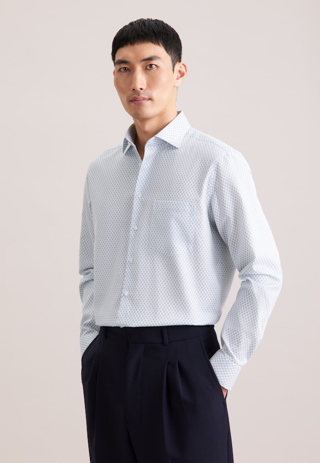 Regular Business shirt Print in Türkis | Seidensticker online shop