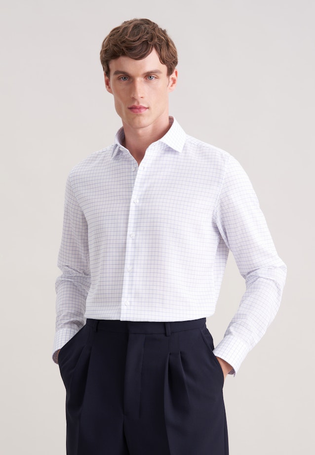 Slim Business shirt Check in Mittelblau |  Seidensticker Onlineshop