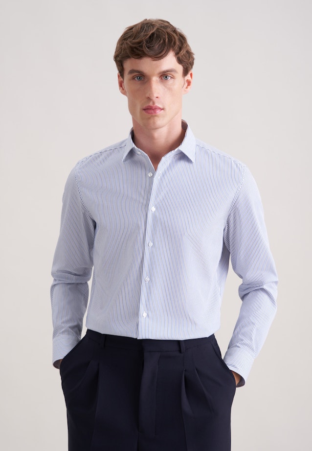 Slim Business shirt Stripes in Mittelblau |  Seidensticker Onlineshop