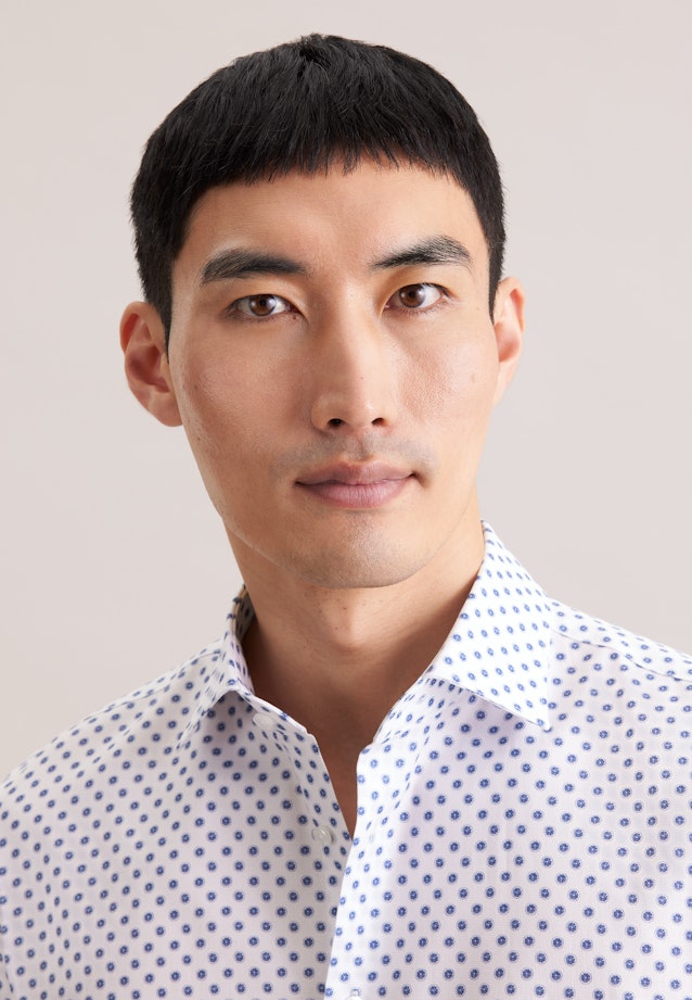 Slim Business Hemd Druck in Mittelblau |  Seidensticker Onlineshop