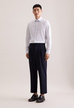 Slim Business Hemd Druck in Mittelblau |  Seidensticker Onlineshop