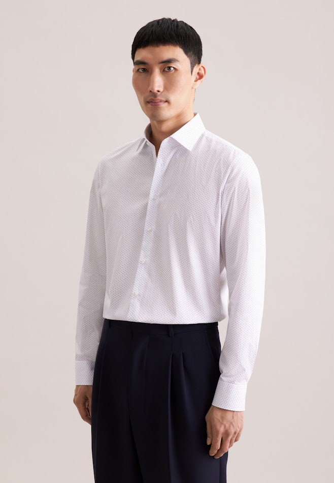 Slim Business shirt Print in Mittelblau | Seidensticker online shop