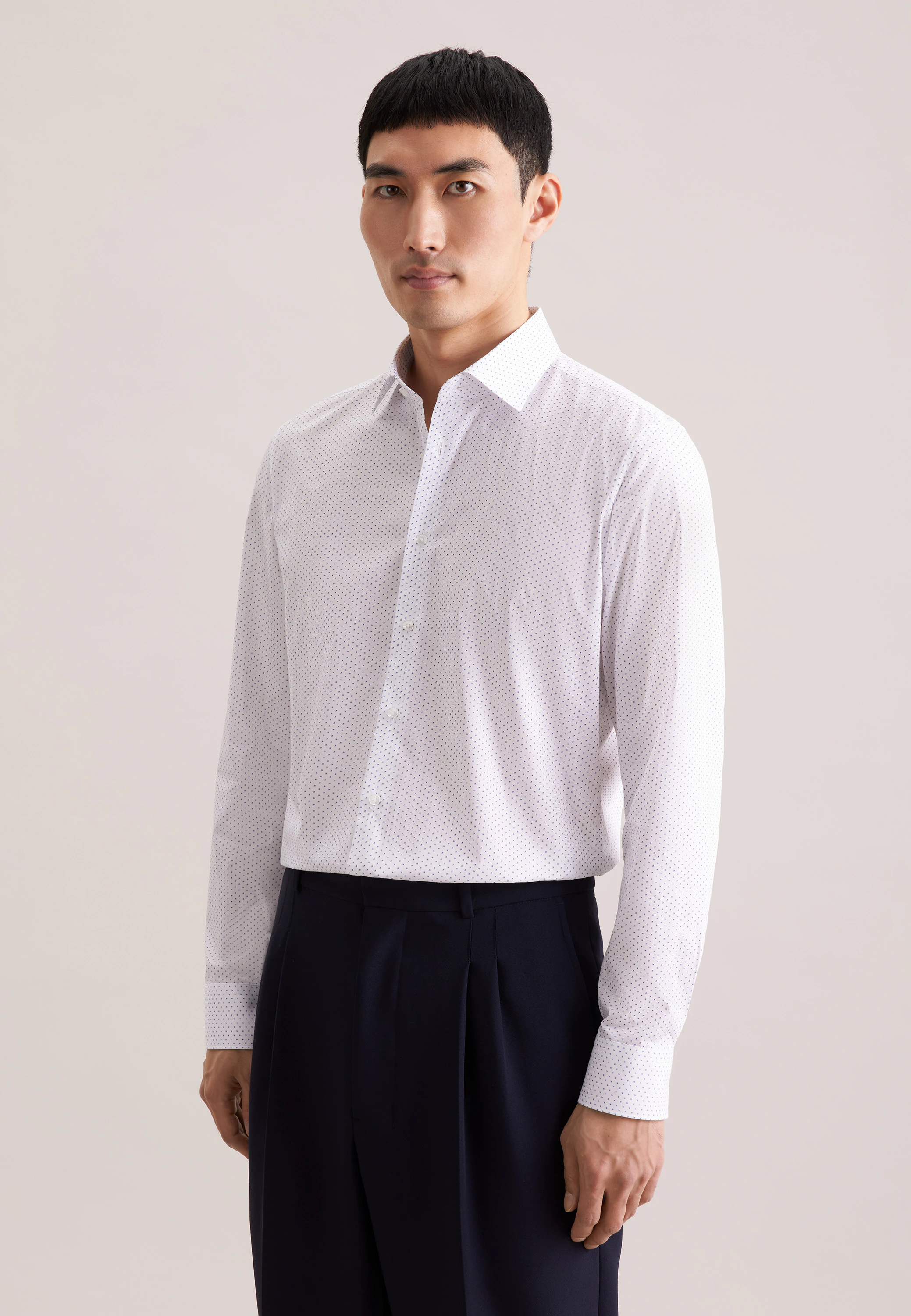 Slim Business Hemd Druck Blau 38