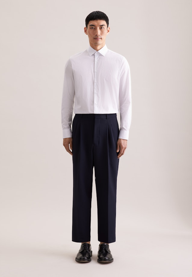 Slim Business Hemd Druck in Mittelblau |  Seidensticker Onlineshop