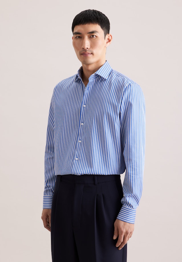 Regular Chemise d'affaires Rayures in Bleu Moyen |  Seidensticker Onlineshop
