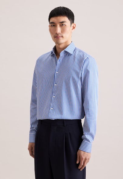 Regular Business shirt Stripes in Mittelblau |  Seidensticker Onlineshop